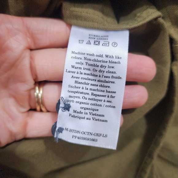 Everlane Men's Organic Cotton Button Down Shirt Olive Green XL Tall Long Sleeve - Picture 7 of 9